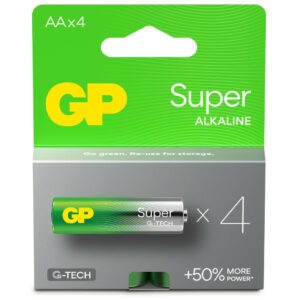 GP Battery Batteria Super Alcalina 1,5V Stilo AA / 15A-2U4 / LR6 (Confezione 4 Pezzi)