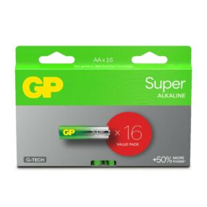 GP Battery Batteria Super Alcalina 1,5V Stilo AA / 15A / LR6 (Confezione 16 Pezzi)