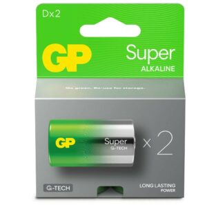 GP Battery Batteria Super Alcalina 1,5V Torcia D / 13A-U2 / LR20 (Confezione 2 Pezzi)