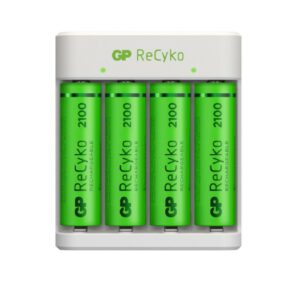 GP Battery Caricabatterie USB Recyko E211 con 4 Batterie Ricaricabili 1,5V Stilo AA NiMH 2100mAh e 4 Batterie Ricaricabili 1,5V Mini Stilo AAA NiMH 800mAh incluse