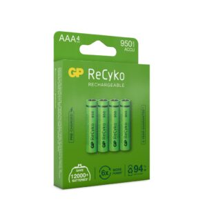 GP Battery Recyko Batteria Ricaricabile 1,5V Mini Stilo AAA 950mAh (Confezione 4 Pezzi)