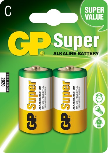 GP Confezione da 2 Batterie Super Alcaline LR14 C 1.5V