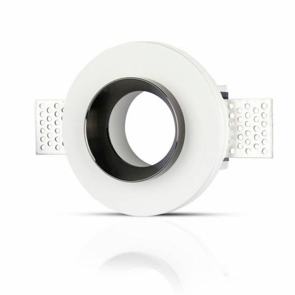 GU10 Fitting Gypsum White Recessed Light with Black Metal Round