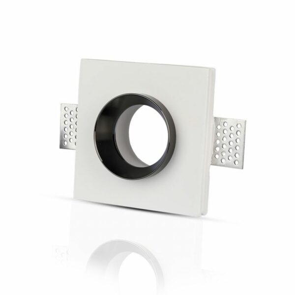 GU10 Fitting Gypsum White Recessed Light with Black Metal Square