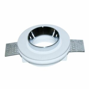 GU10 Fitting Gypsum White Recessed Light with Chrome Metal Round