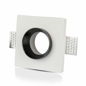 GU10 Fitting Gypsum White Recessed Light with Chrome Metal Square