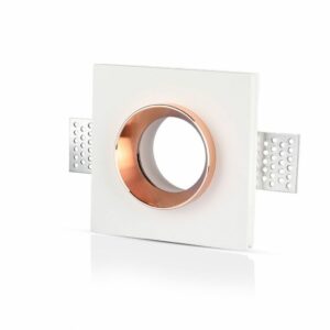 GU10 Fitting Gypsum White Recessed Light with Rose Gold Metal Square