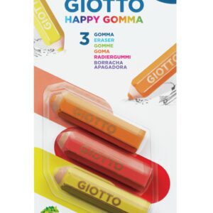 Giotto Happy Eraser Confezione da 3 Gomme - Plastica - Colori Assortiti