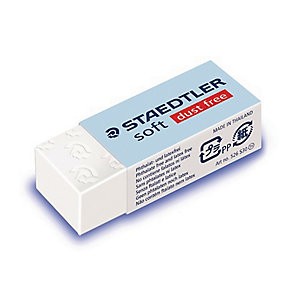 Gomma Staedtler Soft 526 S30 - Plastica - Massima pulizia - Striscia protettiva - Non scolorisce la carta - Colore bianco