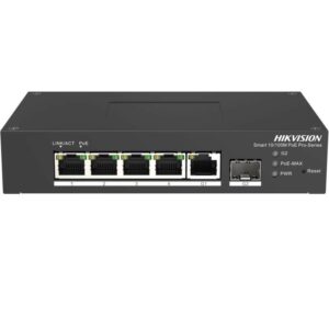 Hikvision Switch 4 Port Fast Ethernet Smart Harsh Poe Switch  4 10/100M Poe Ports, 1 Gigabit Rj45, 1