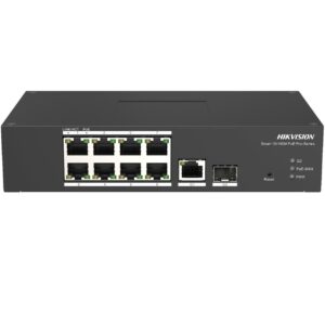 Hikvision Switch 8 Port Fast Ethernet Smart Harsh Poe Switch 8 10/100M Poe Ports, 1 Gigabit Rj45, 1