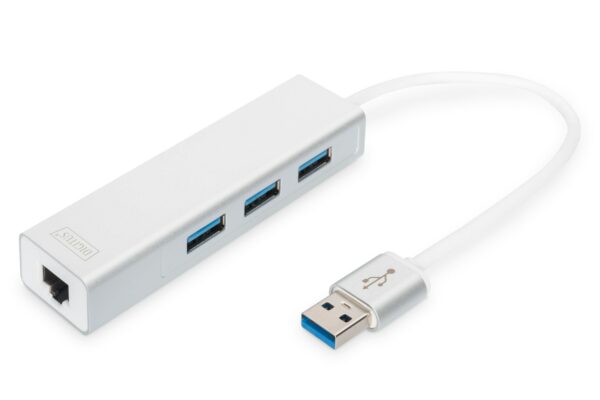 Hub A 3 Porte Usb 3.0 E Adattatore Lan Gigabit Digitus