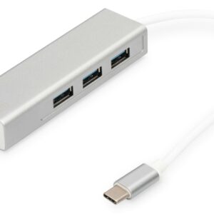 Hub Digitus Connettore Tipo C Con 3 Porte Usb 3.0 + Porta Rete Gigabit