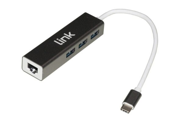 Hub Usb-C Con 3 Porte Usb 3.0 + Gigabit