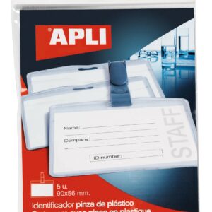 Identificatore Apli con Clip in Plastica per Biglietti da Visita - Dimensione 90 x 56mm - Ideale per Fiere e Convegni - Utilizzo in Ospedali, Sicurezza e Supermercati