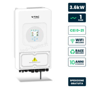 Inverter Fotovoltaico Deye Monofase Ibrido On-Grid/Off-Grid 3.6kW CEI 0-21 con Schermo LCD Touch a Colori WiFi e TA Inclusi Garanzia 10 Anni IP65