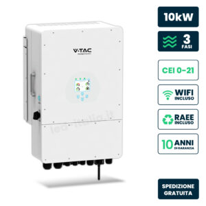 Inverter Fotovoltaico Deye Trifase Ibrido On-Grid/Off-Grid 10kW CEI 0-21 con Schermo LCD Touch a Colori WiFi e TA Inclusi Garanzia 10 Anni IP65