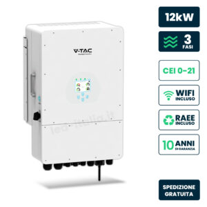 Inverter Fotovoltaico Deye Trifase Ibrido On-Grid/Off-Grid 12kW CEI 0-21 con Schermo LCD Touch a Colori WiFi e TA Inclusi Garanzia 10 Anni IP65