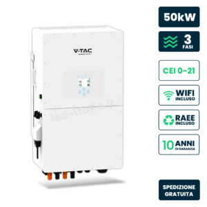 Inverter Fotovoltaico Deye Trifase Ibrido ALTA TENSIONE On-Grid/Off-Grid 50kW CEI 0-21, Schermo LCD Touch a Colori, WiFi e TA Inclusi, Garanzia 10 Anni IP65