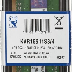 KINGSTON RAM SO- DDR3 4GB 1600MHZ KVR16S11S8/4