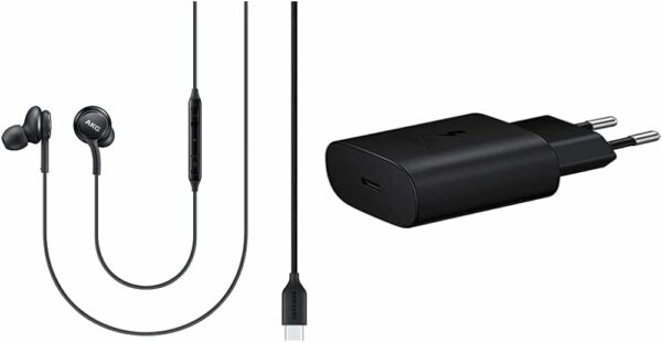 KIT SAMSUNG CARICABATTERIA DA RETE SUPER FAST CHARGING 25W USB-C EP-TA800NBEGEU BLACK + AURICOLARE SAMSUNG TYPE-C EO-IC100BBEGEU BLACK