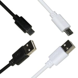 Kit 2 Cavi Usb - Micro Usb Con Connettori Reversibili  Mt 1 Fino A 2 Ampere Colori Bianco, Nero