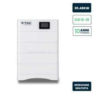 Kit 4 Moduli di Accumulo Impilabili Alta Tensione 20kWh LiFePO4 BMS Integrato, Inclusa Base e Box di Controllo, 100Ah, 204.8V, IP65, CEI 0-21 Garanzia 10 Anni