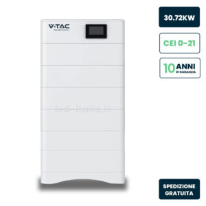 Kit 6 Moduli di Accumulo Impilabili Alta Tensione 30kWh LiFePO4 BMS Integrato, Inclusa Base e Box di Controllo, 100Ah, 307.2V, IP65, CEI 0-21 Garanzia 10 Anni