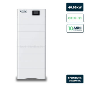 Kit 8 Moduli di Accumulo Impilabili Alta Tensione 40kWh LiFePO4 BMS Integrato, Inclusa Base e Box di Controllo, 100Ah, 409.6V, IP65, CEI 0-21 Garanzia 10 Anni