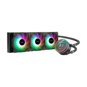 Kit di raffreddamento a liquido Unykach Aquastorm 360 - 3 ventole da 120 mm - Illuminazione RGB - Display temperatura CPU - Tubo da 38 mm