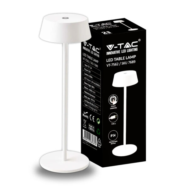 LED 2W Table Lamp 3000K White Body IP54