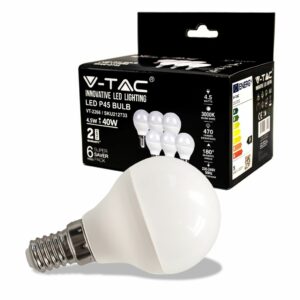 LED Bulb 4.5W E14 P45 3000K 6Pcs/Pack