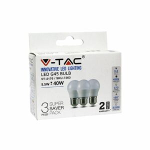 LED Bulb 5.5W E27 G45 4000K (Box 3 Pezzi)