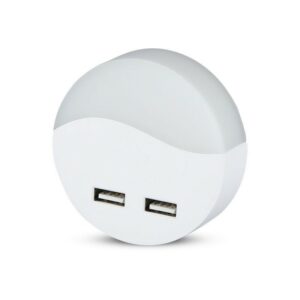 LED Night Light with USB Round 3000K