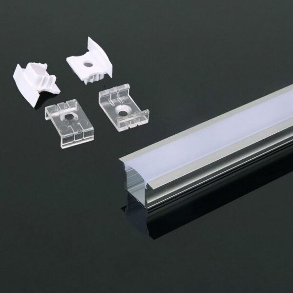 LED Strip Mounting Kit with Diffuser Aluminum 2000* 23*15.5mm Milky