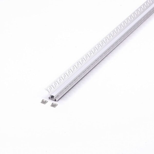 LED Strip Mounting Kit with Diffuser Aluminum Milky Gypsum Inner Corner 2000mm