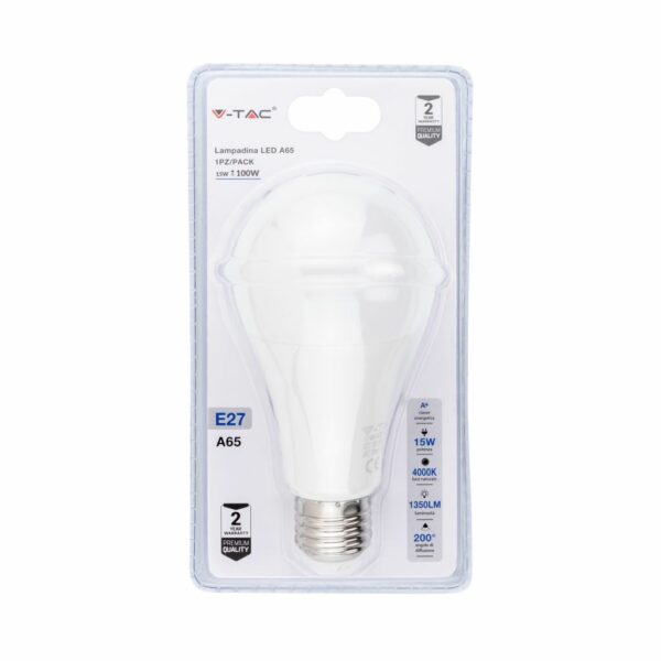 Lampadina LED 15W A60 E27 4000K (Blister 1 pezzo)