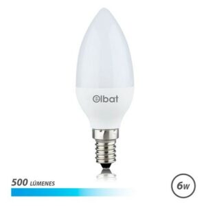 Lampadina LED Elbat C37 6W 500LM E14 Luce Fredda - Risparmio Energetico - Lunga Vita Utile - Installazione Facile - Colore Bianco