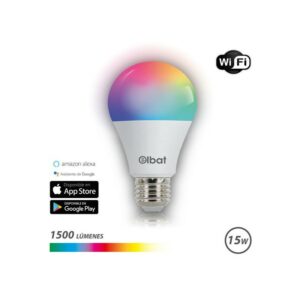 Lampadina LED Elbat Smart Wi-Fi A65 E27 15W 1500lm RGB - Temperatura da 2700K a 6000K - Controllo vocale - Controllo remoto - 3 modalità colore: freddo, naturale e caldo