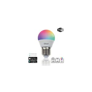 Lampadina LED sferica Elbat Smart Wi-Fi G45 E27 5W 470lm RGB - Temperatura da 2700K a 6000K - Controllo vocale - Telecomando - 3 modalità colore: Freddo, Naturale e Caldo