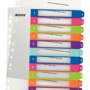 Leitz WOW Indice in plastica stampabile multicolore 12 schede - Multiforo - Formato A4 - Colore traslucido