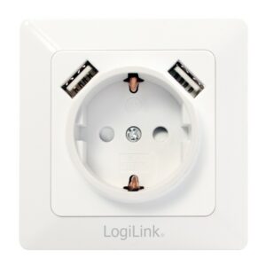 LogiLink PA0162 presa energia 2 x USB + CEE 7/3 Bianco