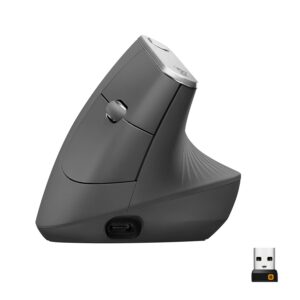 Logitech Mouse Mx Vertical Bluetooth + Wireless + Usb-C 4000Dpi Con 4 Tasti, Ottico Per Destrorsi