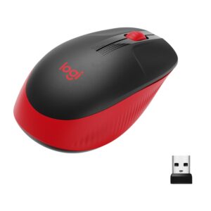 Logitech Mouse Wireless M190 Full-Size, Ottico, Usb, Rosso