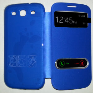 MEDIAKING CUSTODIA A FLIP PROTETTIVA IN ECOPELLE VISUALE ORARIO FRONTALE PER SAMSUNG GALAXY S3 BLUE MKFLIP03B