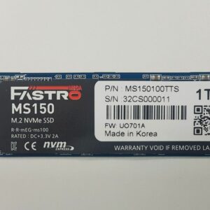 MEGA FASTRO SOLID STATE DRIVE SSD 1TB M.2 NVME MS150100TTS