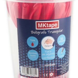 MKtape Confezione da 36 penne a sfera triangolari - Punta tonda da 1,0 mm - Scrittura liscia - Colore rosso