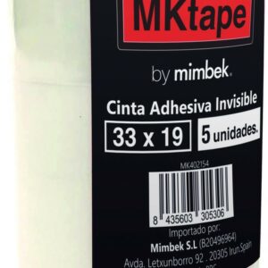 MKtape Confezione da 5 rotoli di nastro adesivo invisibile 19 mm x 33 m