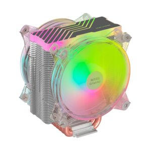 Mars Gaming Doble Ventilador CPU 120mm con Disipador - Iluminacion ARGB - Hasta 220W - Velocidad Max. 1600rpm - 6 Heatpipes