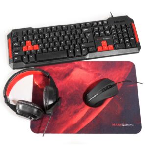 Mars Gaming MRCP1 tastiera Mouse incluso USB Nero, Rosso